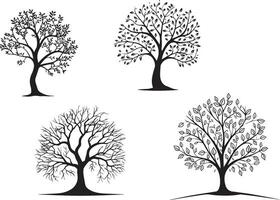 Trees silhouettes isolated on white background vector