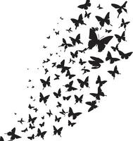 Silhouette of flying Butterfly set on white background vector