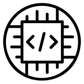 processor line icon vector