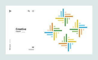 Creative business landing page design with multiple colored shapes vector