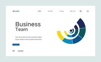 Creative corporate business landing page design with multiple color shapes vector