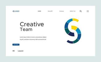 Creative corporate business landing page design with multiple color shapes vector