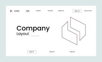 Creative business landing page design with multiple colored shapes vector