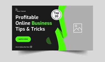 Everyday business tips and tricks video thumbnail banner design, new idea video cover banner design, fully customizable vector eps 10 file format