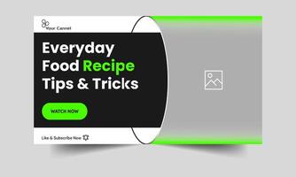 Fully editable vector  eps 10 video thumbnail design for food recipe tips and tricks, food recipe review video cover banner design.