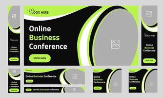 Online business conference web set banner design for social media post, business idea web bundle banner design, fully editable vector eps 10 file format