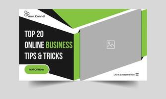 Editable vector thumbnail banner design for social media, online business tips and trick video cover banner design, fully editable vector eps 10 file format