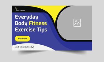 Customizable vector thumbnail banner design, body fitness tips and tricks video cover banner design, fully editable vector eps 10 file format