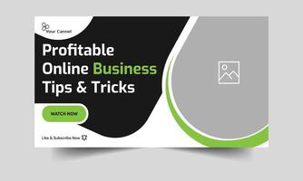 Business tips and tricks video cover banner design, Video thumbnail banner design, editable vector eps 10 file format