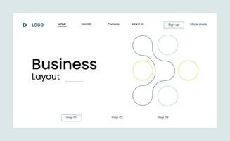 Creative business landing page design with multiple colored shapes vector