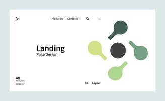 Creative business landing page design with multiple colored shapes vector