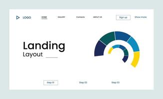 Creative corporate business landing page design with multiple color shapes vector