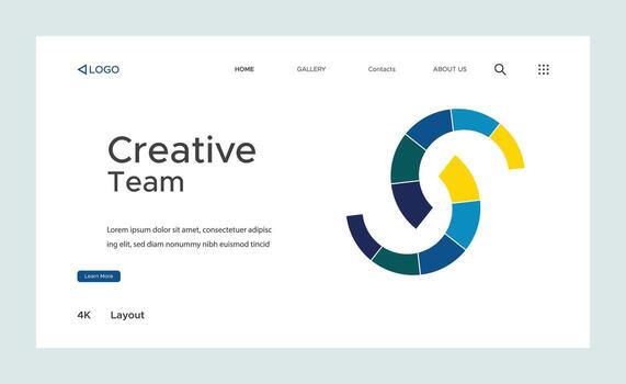 creativo corporativo negocio aterrizaje página diseño con múltiple color formas vector