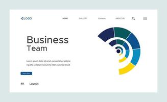 Creative corporate business landing page design with multiple color shapes vector