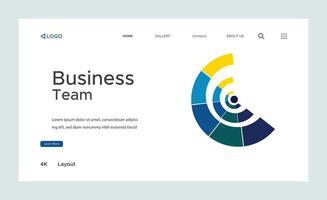 Creative corporate business landing page design with multiple color shapes vector