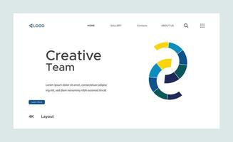 Creative corporate business landing page design with multiple color shapes vector