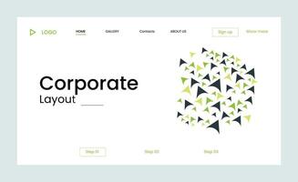 Creative corporate business landing page design with multiple color shapes vector