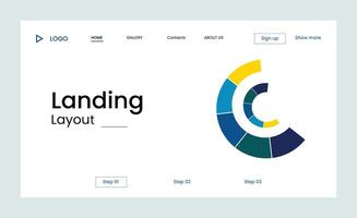 Creative corporate business landing page design with multiple color shapes vector