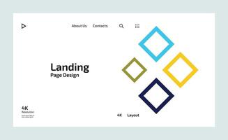 Creative business landing page design with multiple colored shapes vector