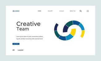 Creative corporate business landing page design with multiple color shapes vector