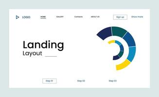 Creative corporate business landing page design with multiple color shapes vector