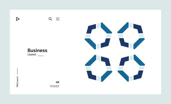 Creative business landing page design with multiple colored shapes vector