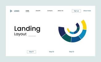 Creative corporate business landing page design with multiple color shapes vector