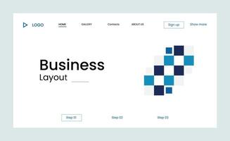 Creative corporate business landing page design with multiple color shapes vector