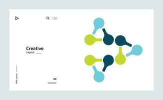 Creative business landing page design with multiple colored shapes vector