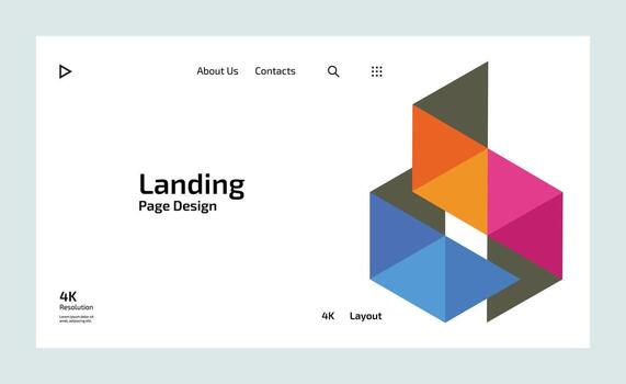 Creative business landing page design with multiple colored shapes vector