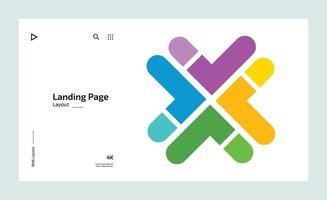 Creative business landing page design with multiple colored shapes vector