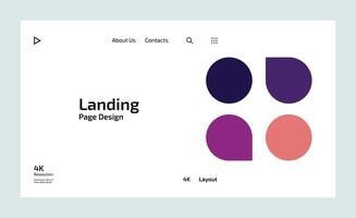 Creative business landing page design with multiple colored shapes vector