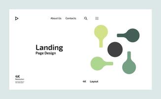 Creative business landing page design with multiple colored shapes vector