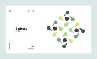 Creative business landing page design with multiple colored shapes vector