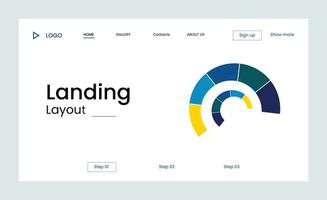 Creative corporate business landing page design with multiple color shapes vector