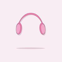 Cartoon pink headphones, princess accessory. Girly hot pink fashion device vector