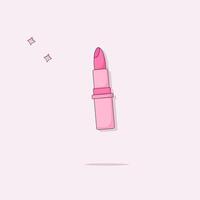 Princess girl accessory. Trendy doll cosmetic, hot pink fashion lipstick. vector