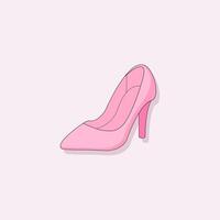 Cartoon pink woman shoe. Classic hot pink shoe, sticker vector