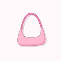 Bag pink woman hangbag. Cartoon hot pink fashion bag. Doll accessory vector