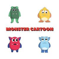 cute monster set illustration colorful funny concept vector