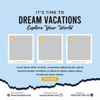 Travel holiday vacation social media post web banner vector