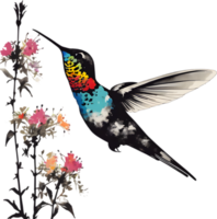 AI generated Painting of a Bee Hummingbird using the Japanese brushstroke technique. png