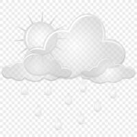 Clouds with rain drops and sun. Flat design style. For the design of your website, logo, application. Vector illustration