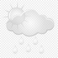 Cloud with rain drops and sun. Flat design style. For the design of your website, logo, application. Vector illustration