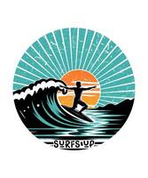 Surfs up summer beach t shirt design illustration vector