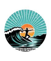 surfea arriba verano playa t camisa diseño ilustración vector