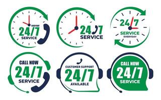 24 7 service Icon label modern web banner with phone vector