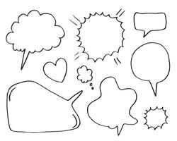 Set of hand drawn sketch Speech bubbles. Vector illustration