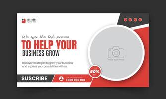 Corporate business video thumbnail and web banner design template, modern creative gaming thumbnail for gaming video promotion and live video streaming abstract red color shape on white background vector