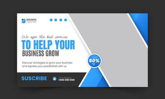 Corporate business video thumbnail and web banner design template, modern creative gaming thumbnail for gaming video promotion and live video streaming abstract blue color shape on white background vector